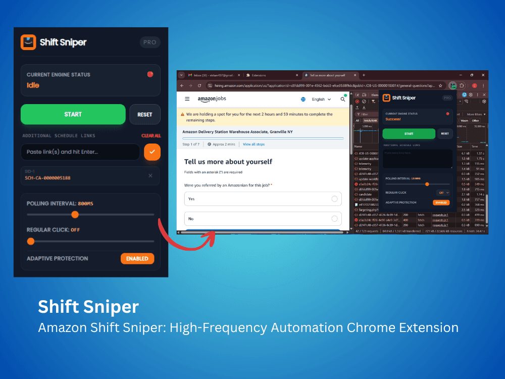 Amazon Shift Sniper — High-Frequency Booking & Slot Automation Chrome Extension