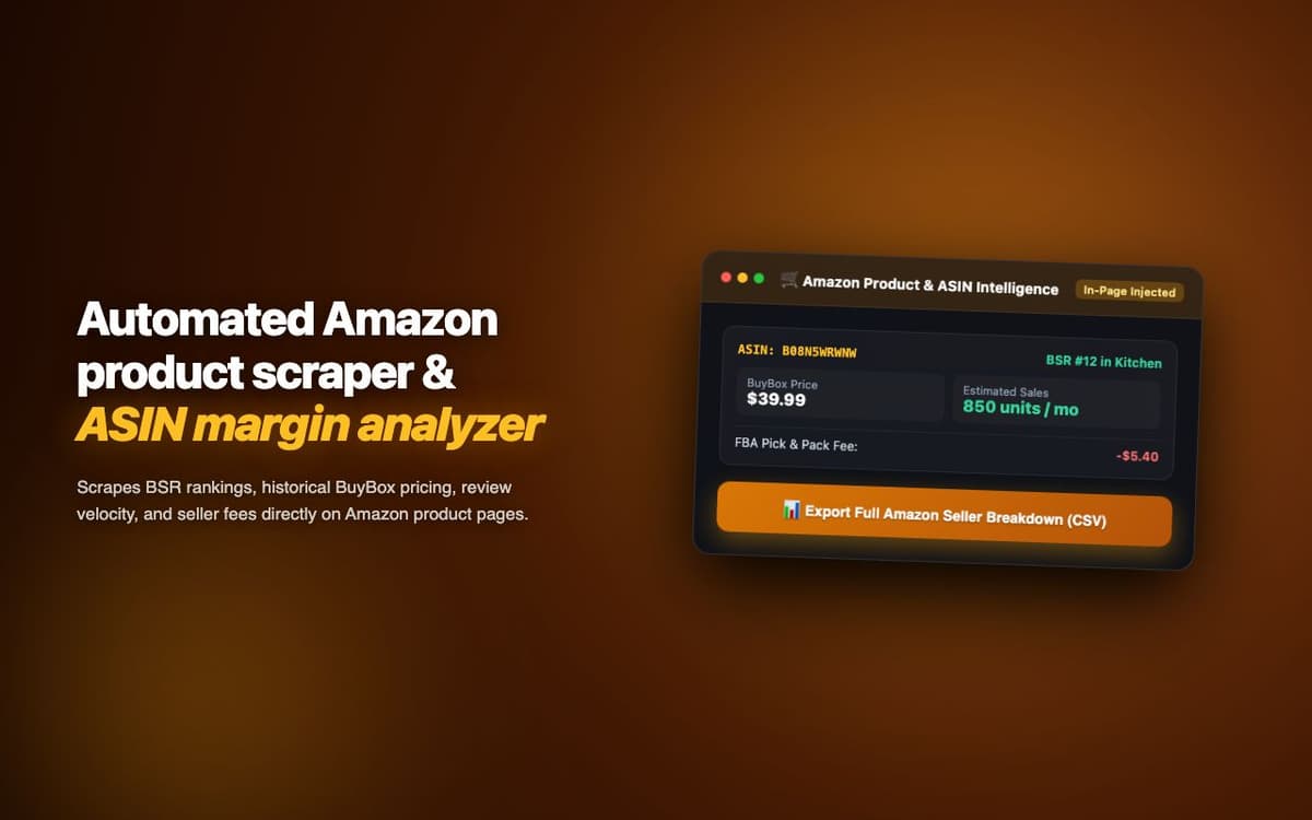 Amazon Product Scraper Extension — Bulk ASIN Data Extraction Chrome Extension