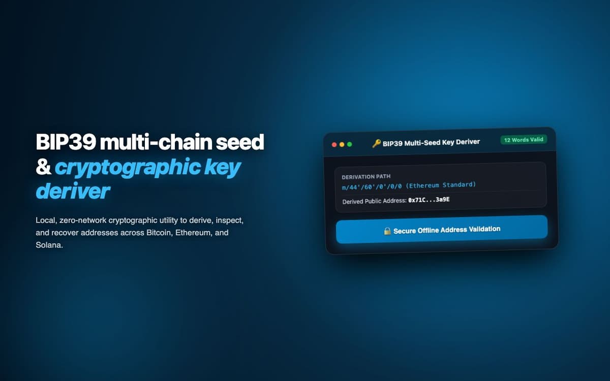 HD Multi-Seed Key Deriver — BIP32/BIP39 HD Wallet Key Derivation Extension