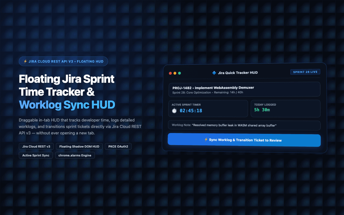 Jira Quick Tracker — Floating Sprint Timer, Worklog HUD & Jira Cloud REST Extension