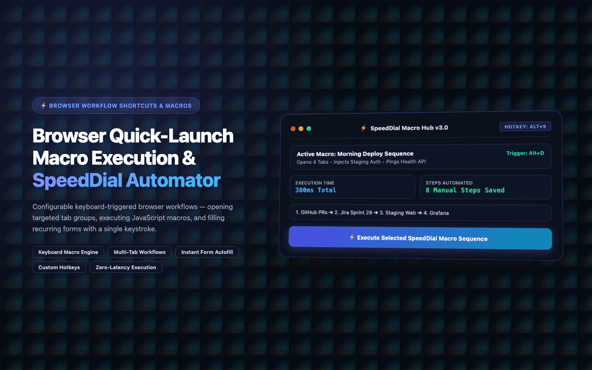 SpeedDial Automator — Browser Quick-Launch & Workflow Shortcut Extension