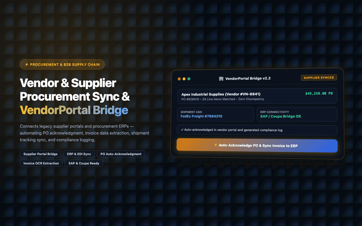 VendorPortal Bridge — Supplier & Vendor Data Sync Extension for Procurement Teams
