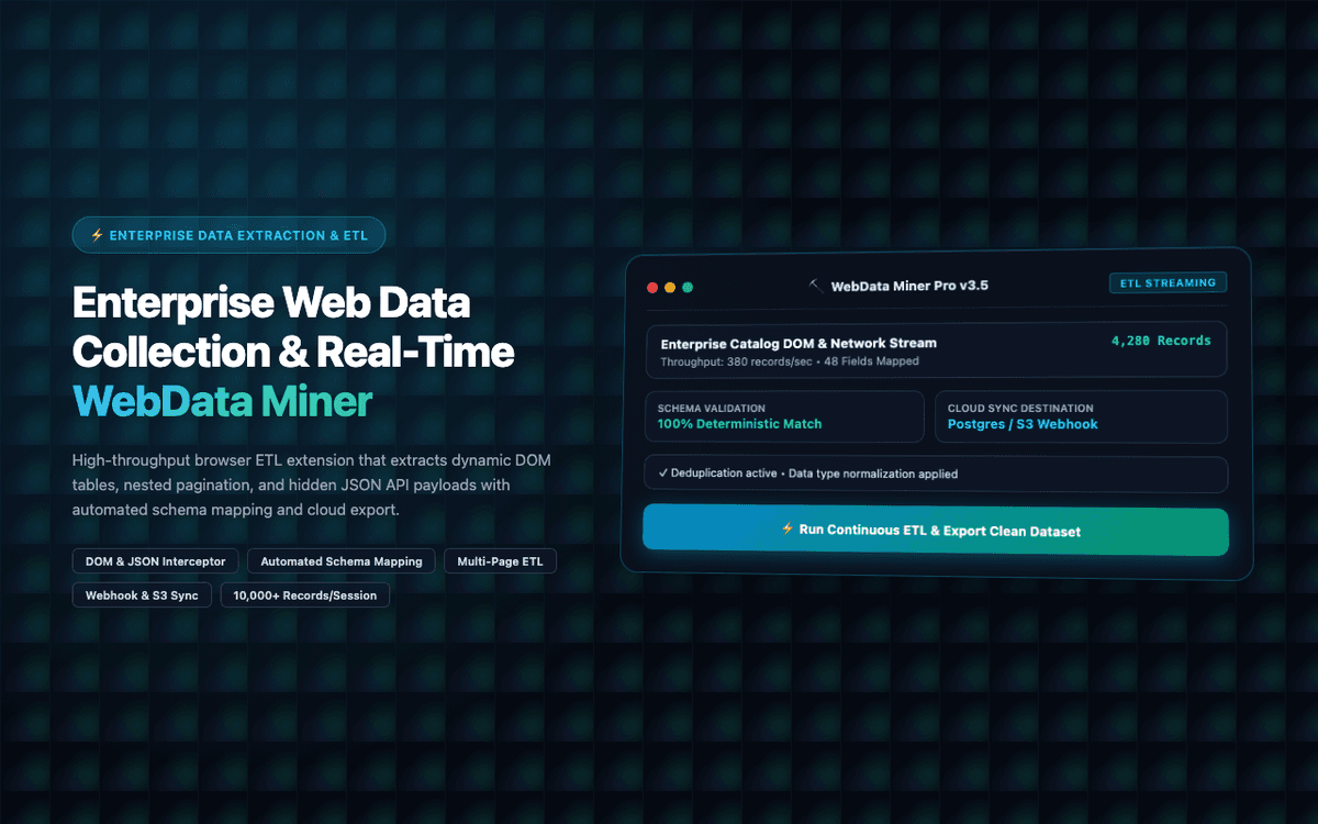 WebData Miner — Enterprise Web Data Collection & ETL Automation Extension
